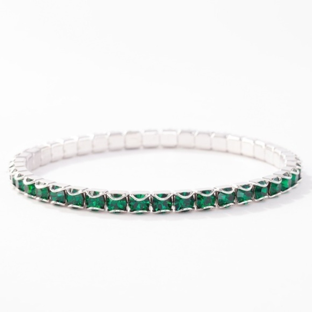 Touchstone Crystal May Birthstone Stretch Bracelet Emerald Green‎ Crystal